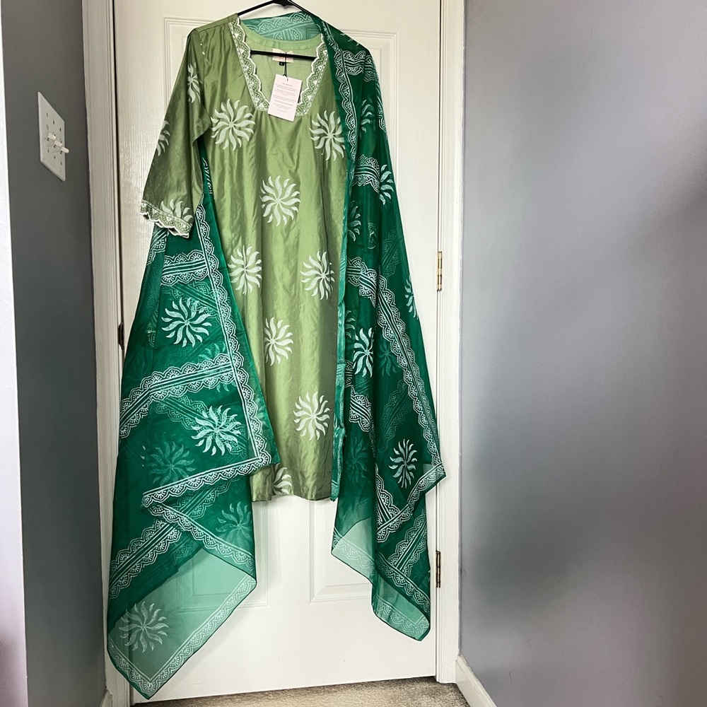 NTW chanderi silk suit set size L